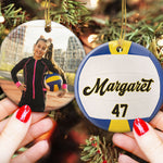 Custom Kid Photo And Sport Ornament - Personalized Ceramic Photo Ornament