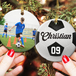 Custom Kid Photo And Sport Ornament - Personalized Ceramic Photo Ornament