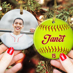 Custom Kid Photo And Sport Ornament - Personalized Ceramic Photo Ornament