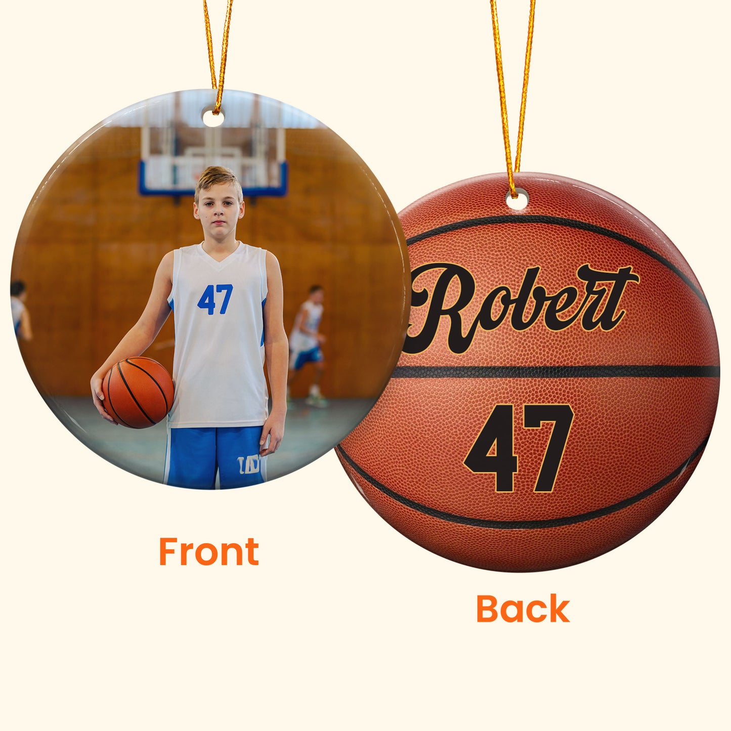 Custom Kid Photo And Sport Ornament - Personalized Two-Sided Ceramic Photo Ornament