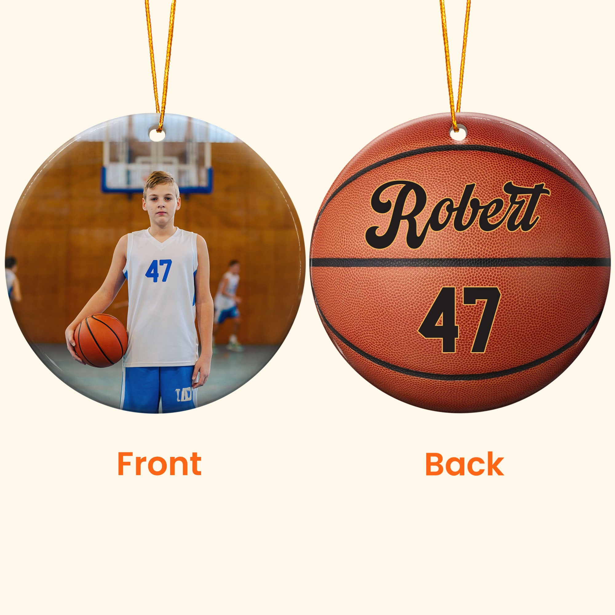 Custom Kid Photo And Sport Ornament - Personalized Two-Sided Ceramic Photo Ornament