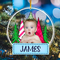 Custom Kid's Photo Festive Christmas Tree - Personalized Acrylic Photo Ornament