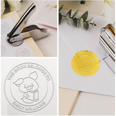 Custom Kids Name Stamp - Personalized Book Embosser Stamp