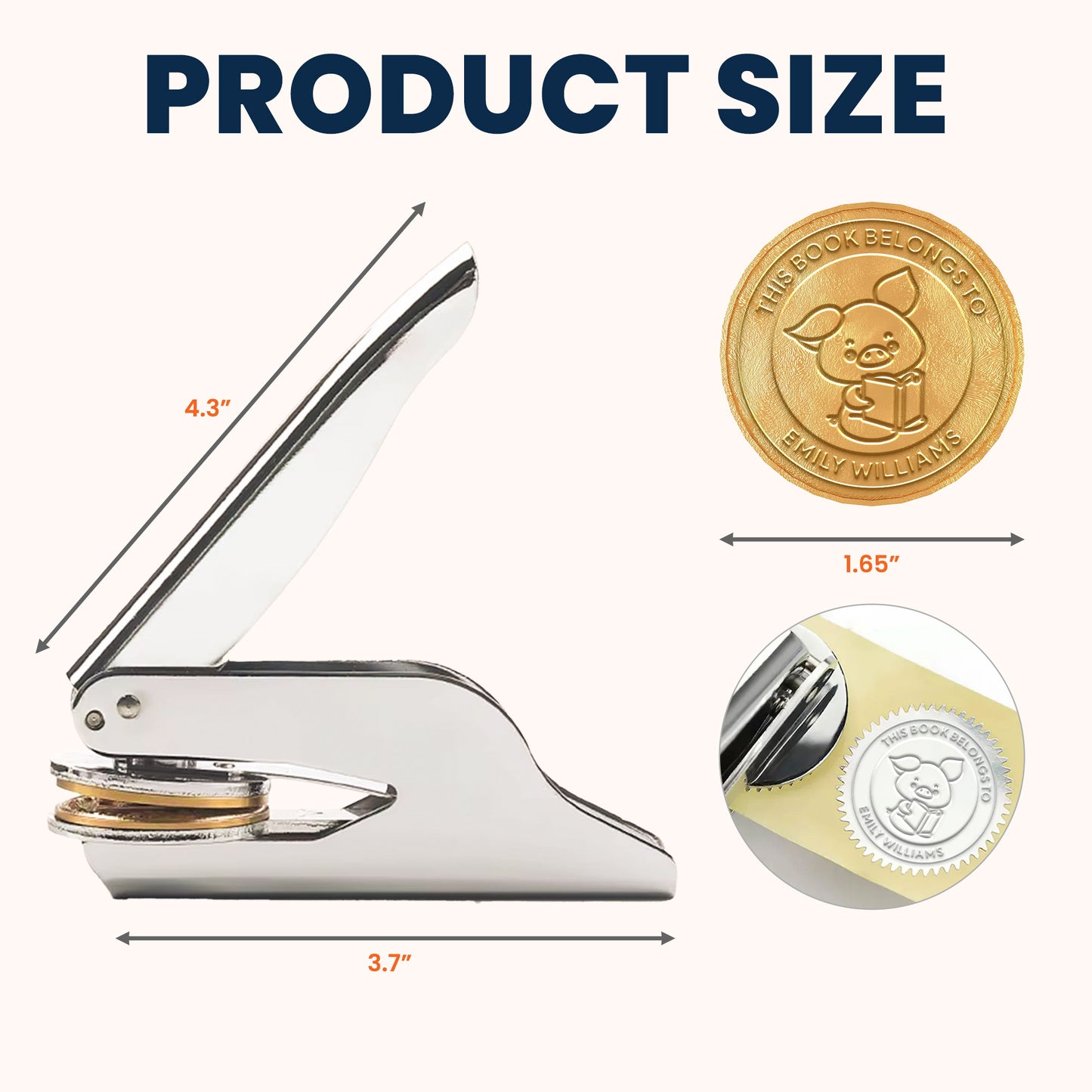 Custom Kids Name Stamp - Personalized Book Embosser Stamp