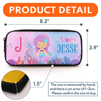 Custom Kids Name With Cute Mermaid Pattern - Personalized Pencil Case