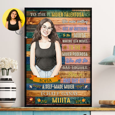 Custom Latina Watercolor Photo Inspirational Gift For Her - Personalized Poster