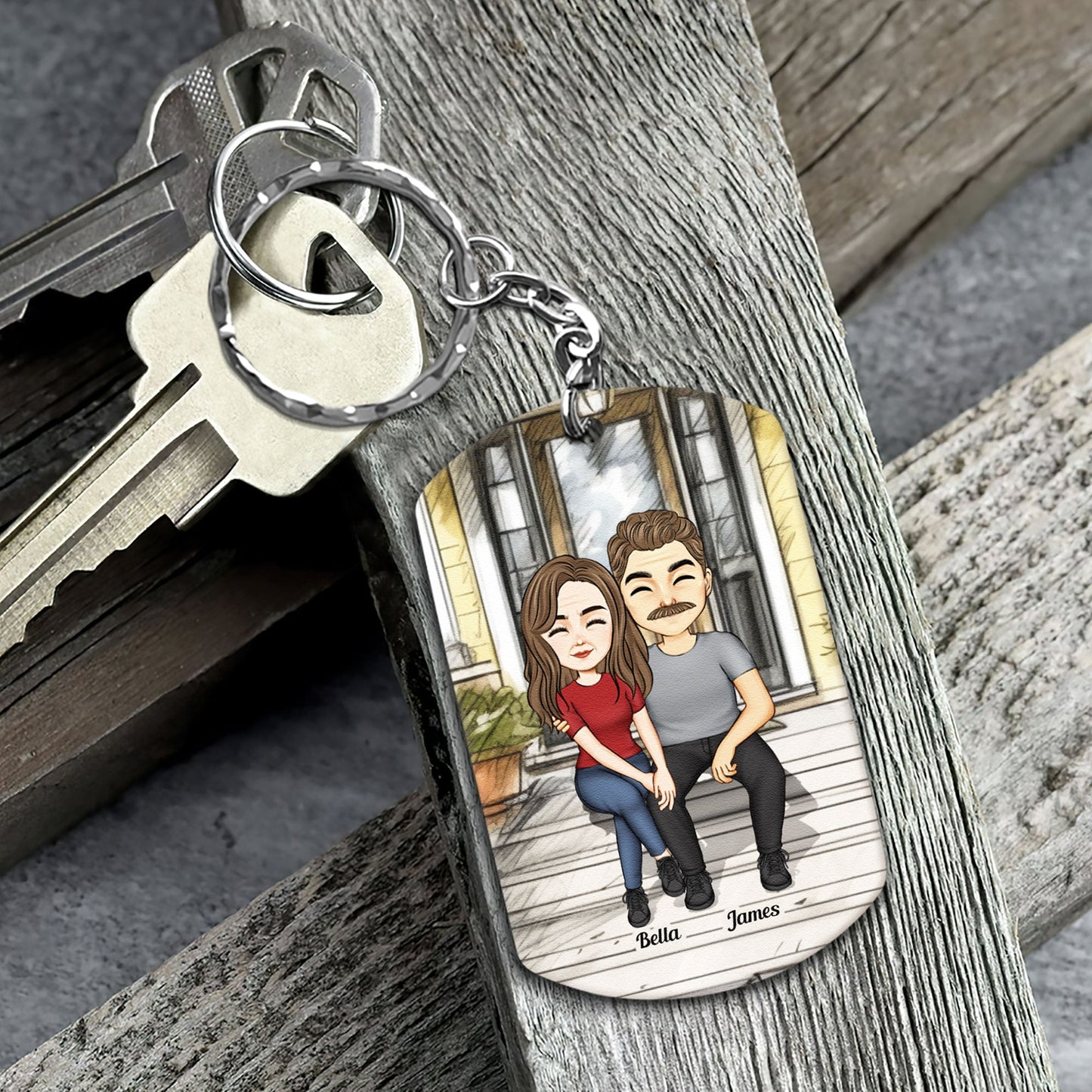 Custom Location Map Where We First Met Engaged Couples - Personalized Keychain