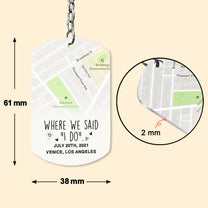 Custom Location Map Where We First Met Engaged Couples - Personalized Keychain