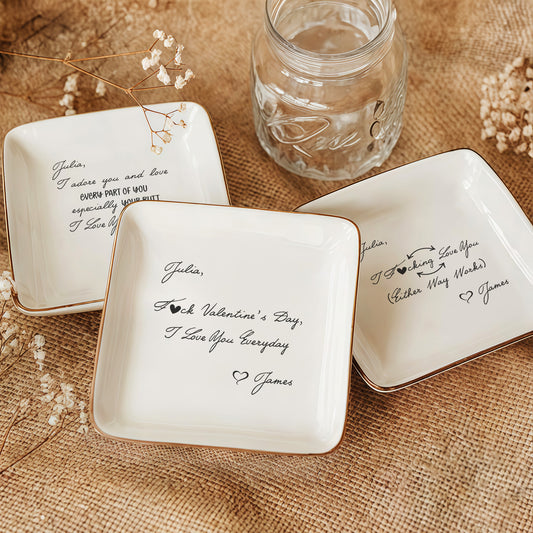 Custom Message - Valentines' Day Gifts For Her, Wife, Girlfriend - Personalized Jewelry Dish