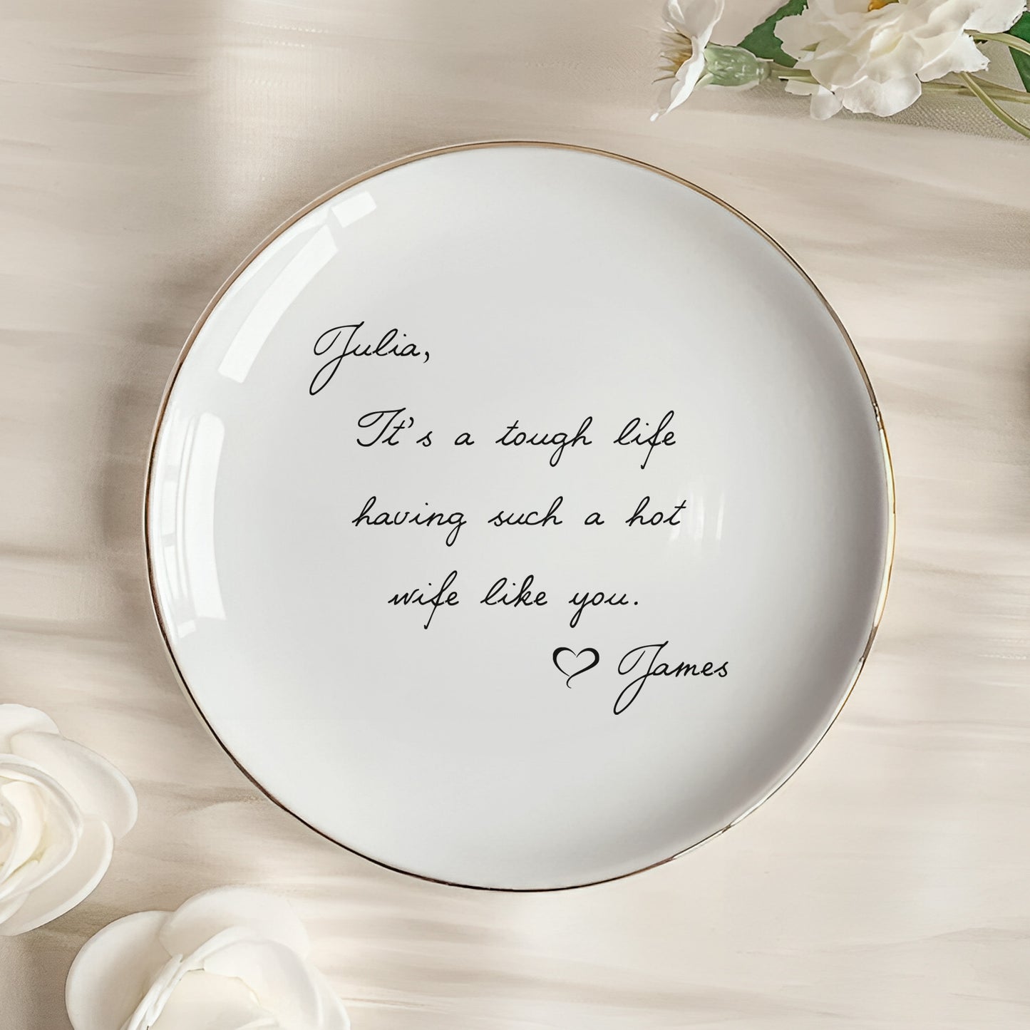 Custom Message - Valentines' Day Gifts For Her, Wife, Girlfriend - Personalized Jewelry Dish
