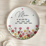 Custom Mom's Birth Flower - Mother's Day Gift For Mom From Daughter, Son - Personalized Jewelry Dish