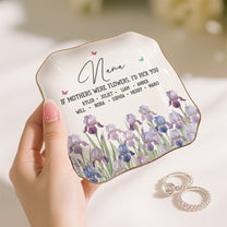 Custom Mom's Birth Flower - Mother's Day Gift For Mom From Daughter, Son - Personalized Jewelry Dish