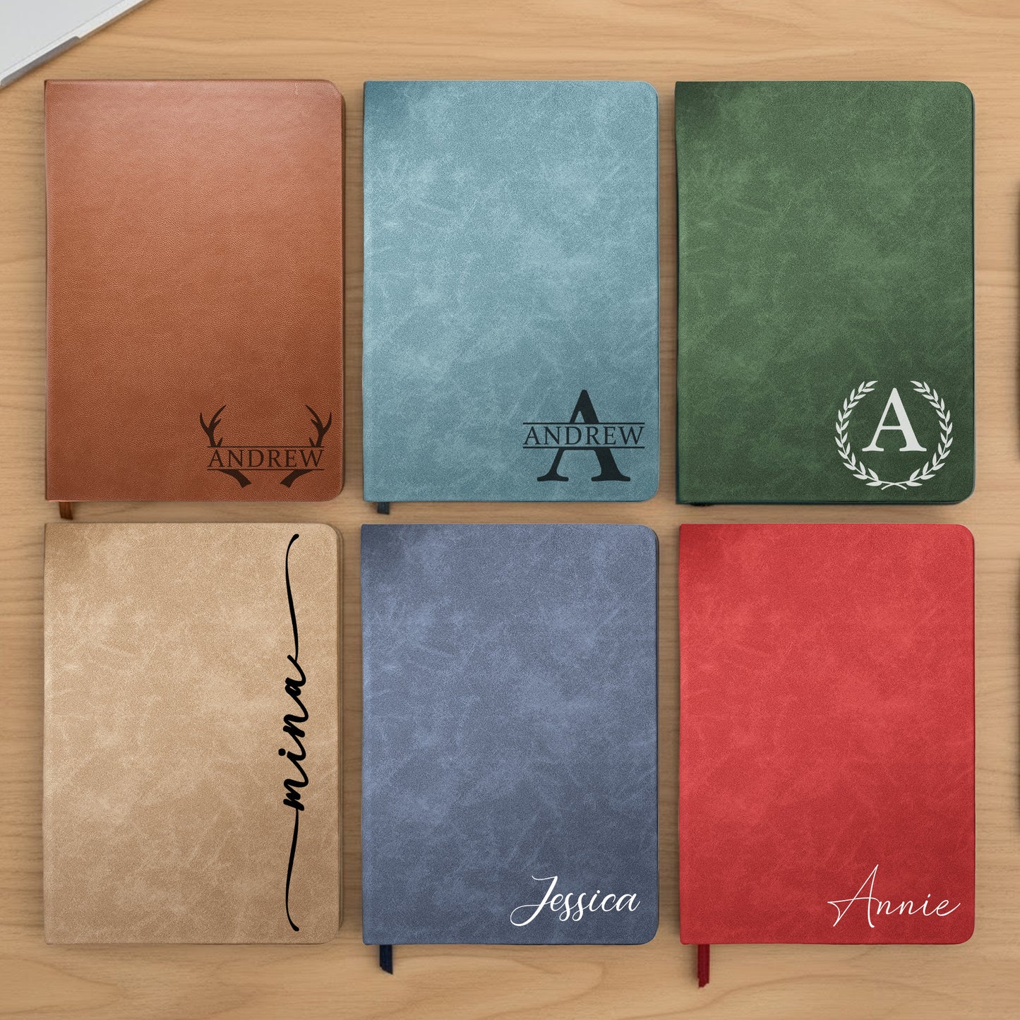 Custom Monogram Initial Name For Her, Him - Personalized Leather Journal