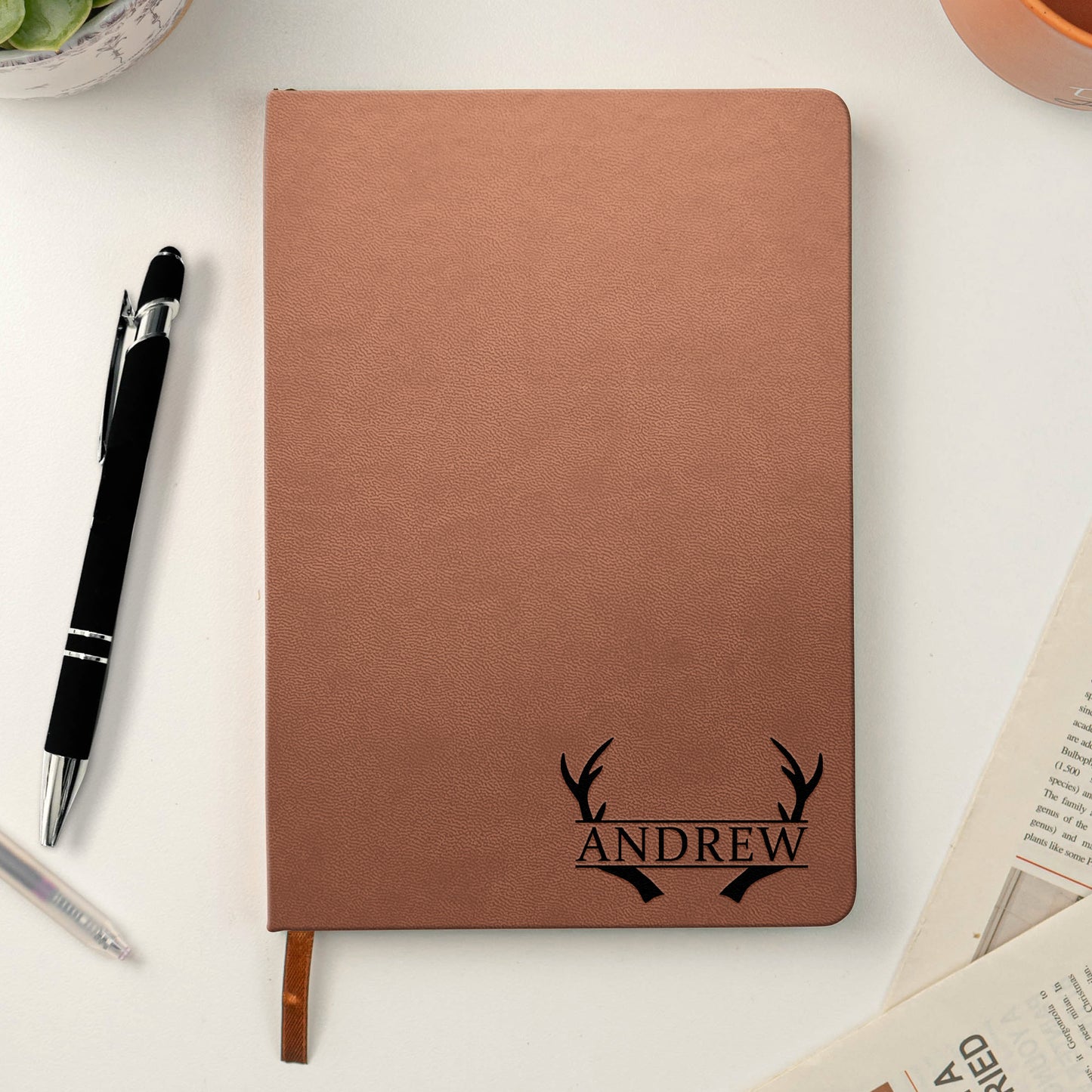 Custom Monogram Initial Name For Her, Him - Personalized Leather Journal