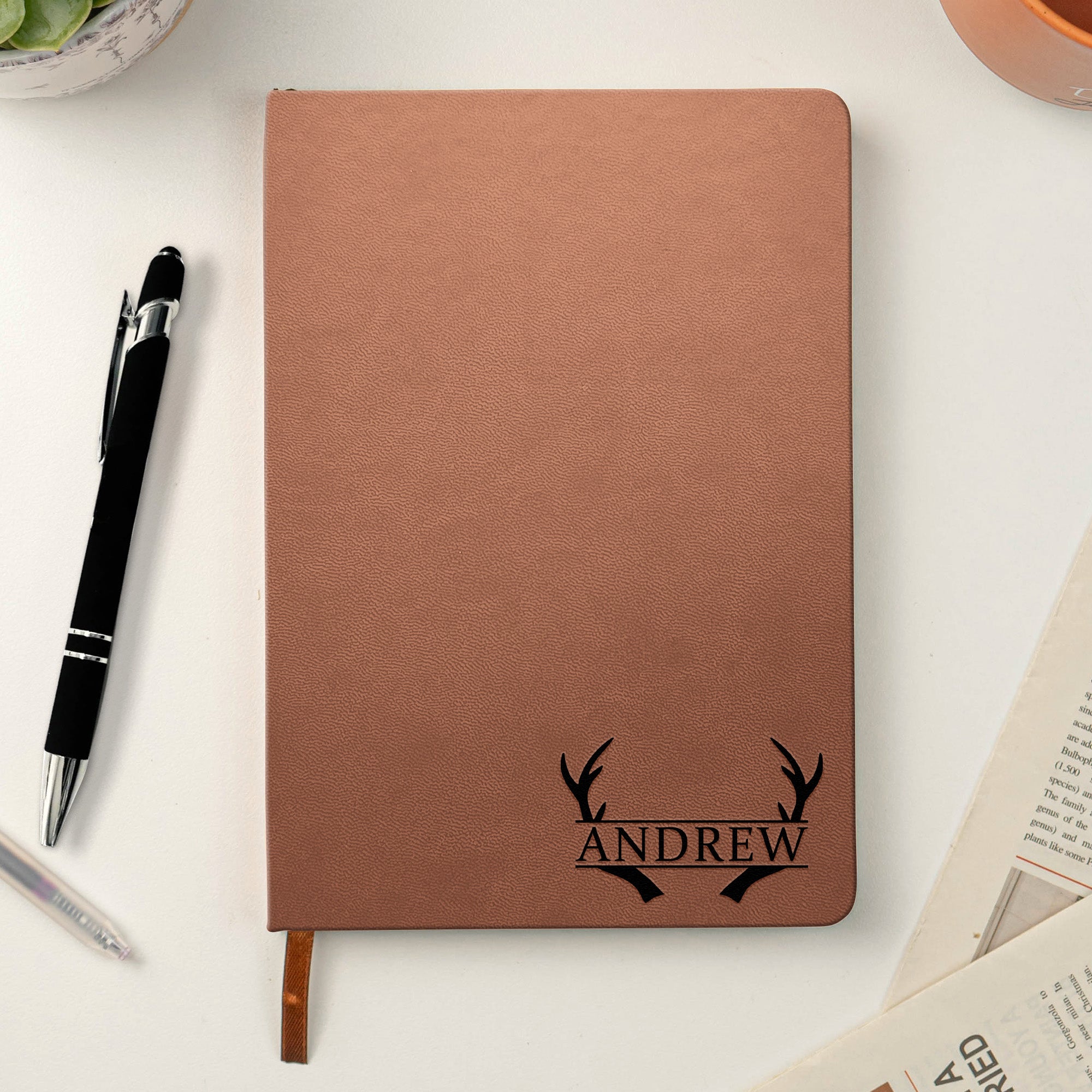 Custom Monogram Initial Name For Her, Him - Personalized Leather Journal