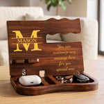 Custom Monogram, Initial Name & Message For Him, Husband, Son, Groomsmen - Personalized Desk Organizer