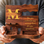Custom Monogram, Initial Name & Message For Him, Husband, Son, Groomsmen - Personalized Desk Organizer