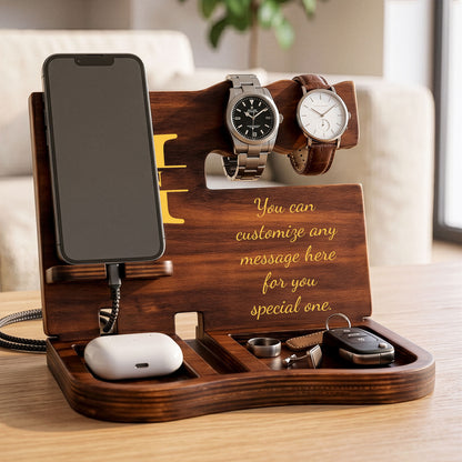 Custom Monogram, Initial Name & Message For Him, Husband, Son, Groomsmen - Personalized Desk Organizer