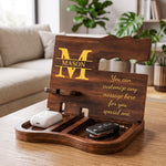 Custom Monogram, Initial Name & Message For Him, Husband, Son, Groomsmen - Personalized Desk Organizer