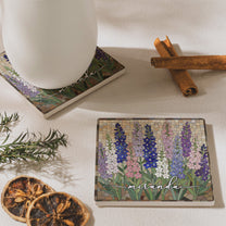 Custom Mosaic Birth Flower Printed Effect For Her, Sister, Mom, Grandma, Daughter - Personalized Ceramic Coaster