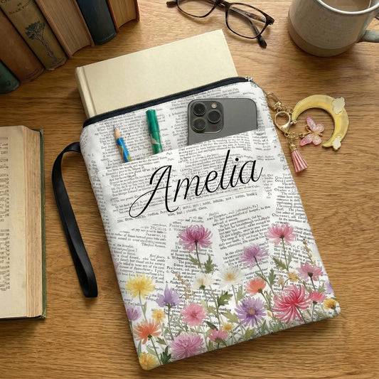Custom Name And Birth Month Flower - Personalized Book Sleeve