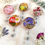 Custom Name And Birth Month Flower - Personalized Resin Birth Flower Badge Reel