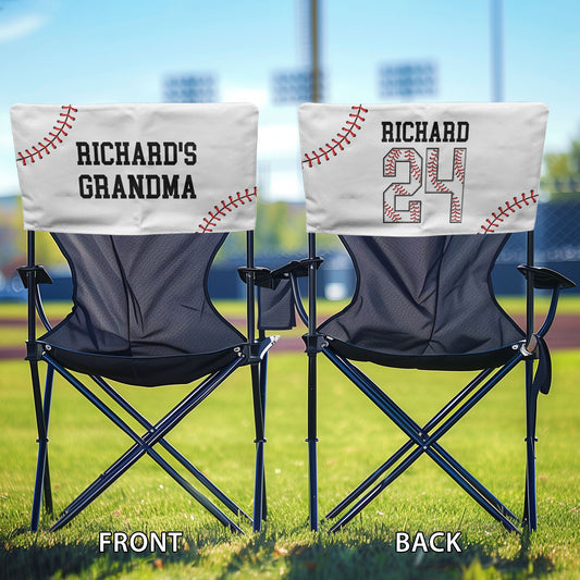 Custom Name And Number With Baseball Pattern - Personalized Folding Chair Cover