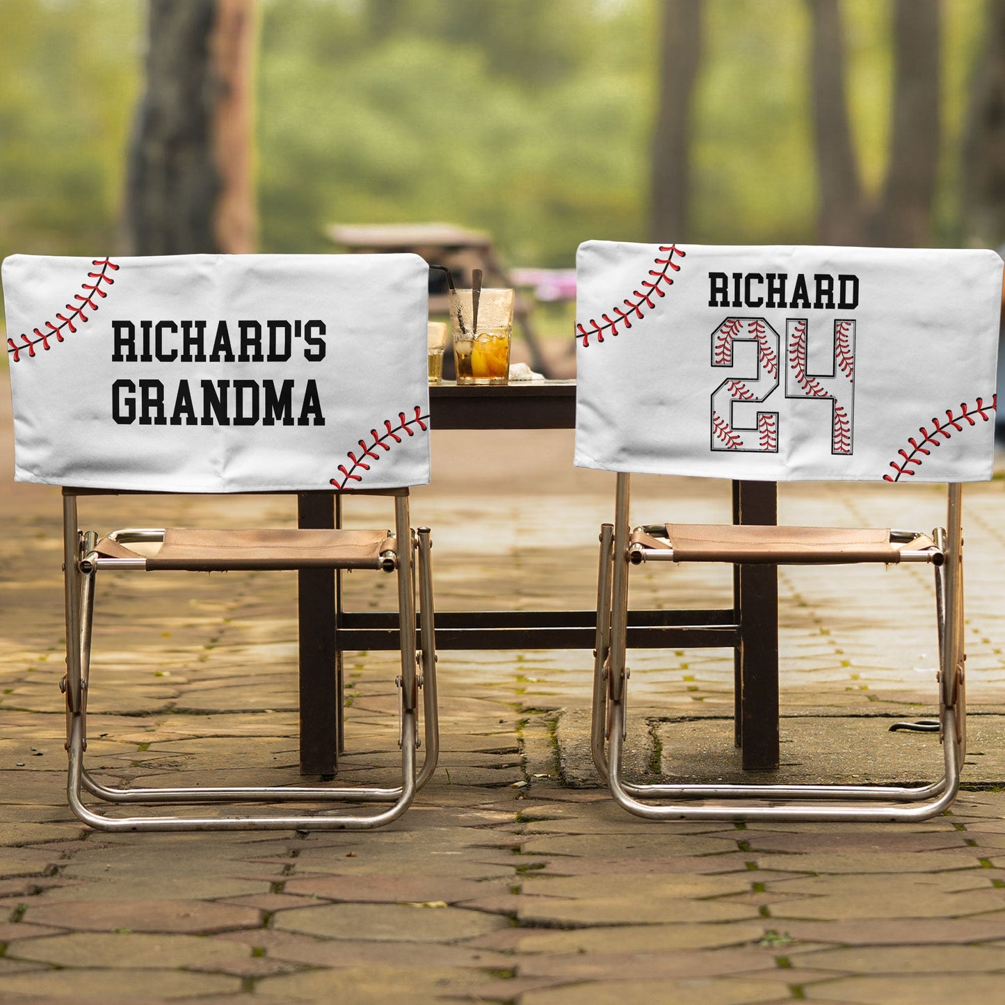 Custom Name And Number With Baseball Pattern - Personalized Folding Chair Cover