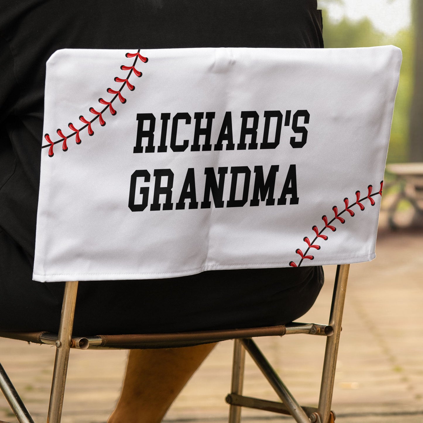 Custom Name And Number With Baseball Pattern - Personalized Folding Chair Cover