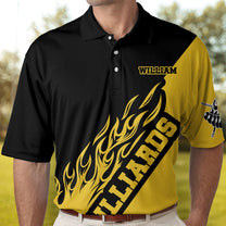 Custom Name Billiard Balls Flaming Pattern Polo Shirt - Custom Polo Shirt