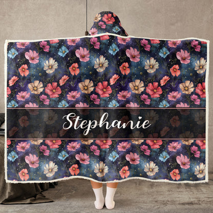 Custom Name Birth Flower - Personalized Wearable Blanket Hoodie