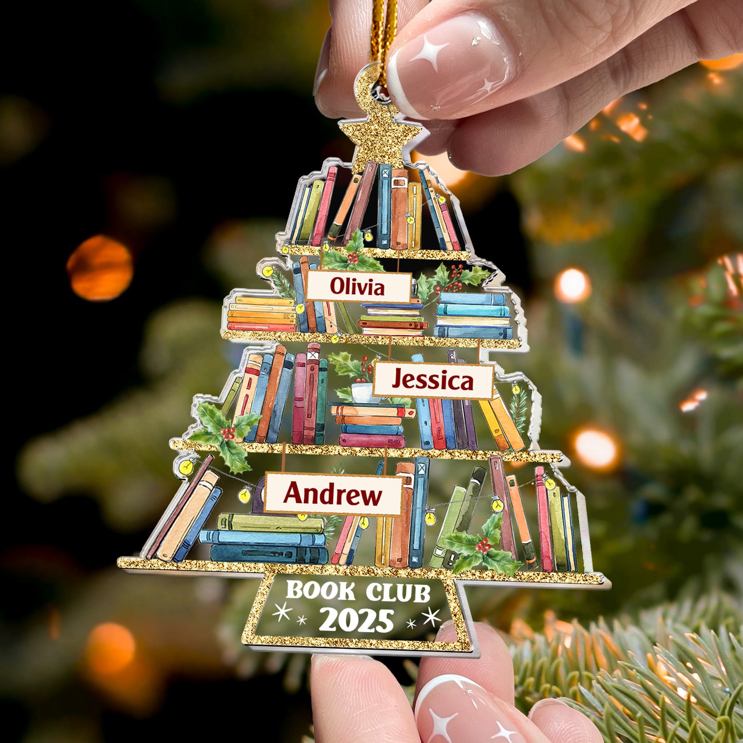 Custom Name Book Club - Personalized Acrylic Ornament