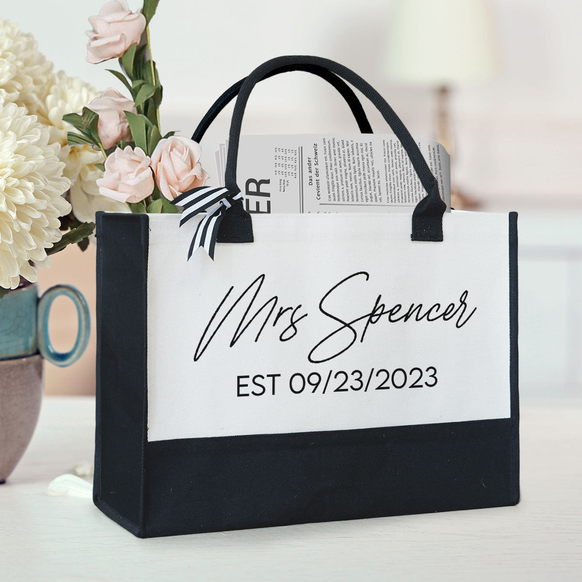 Custom Name Bride Bag For Wife, Bride - Personalized Canvas Tote