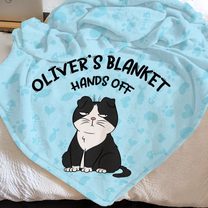 Custom Name Cat Blanket Hands Off For Pet - Personalized Blanket