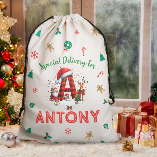 Custom Name Christmas Santa Sack Monster Truck Unicorn - Personalized Christmas Sack