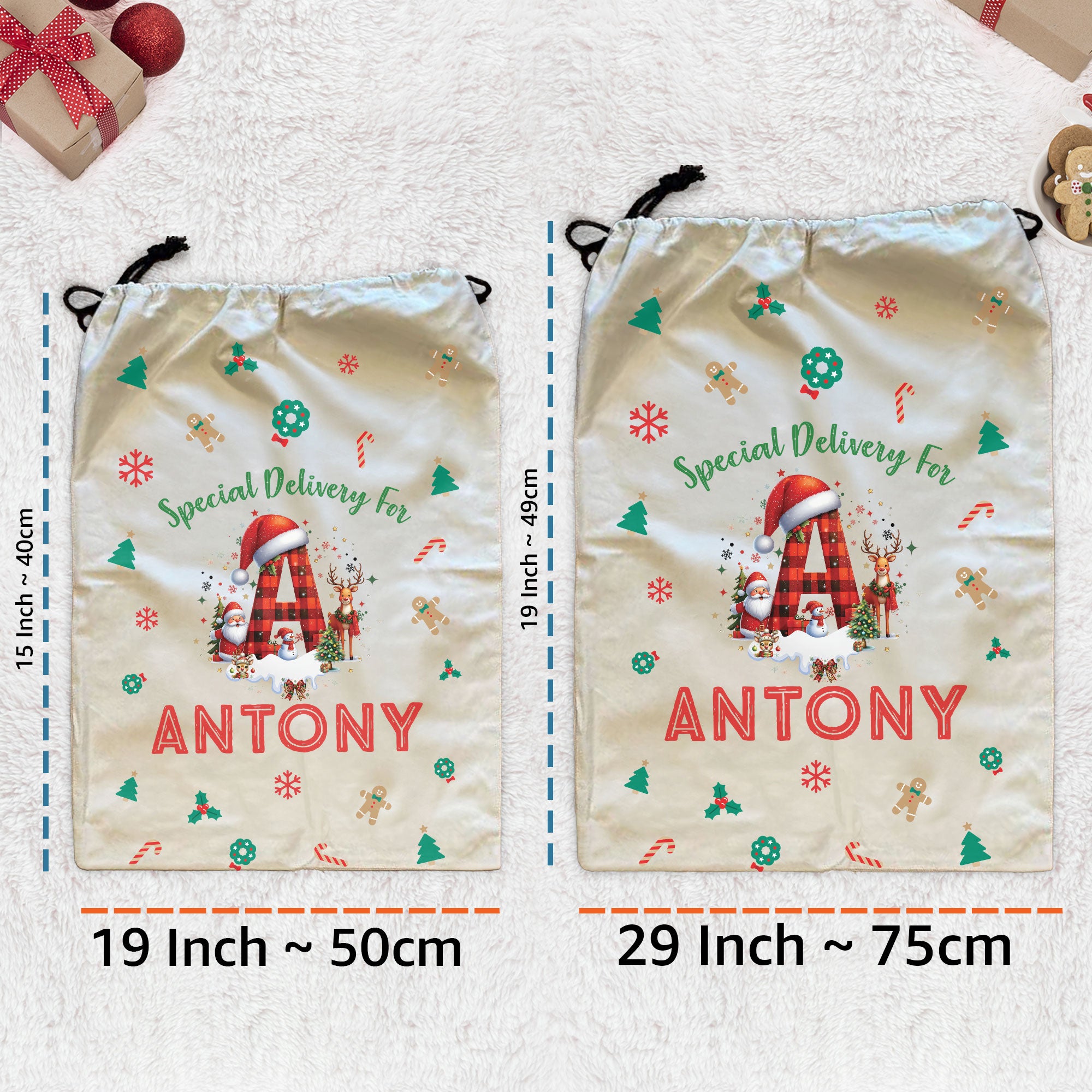 Custom Name Christmas Santa Sack Monster Truck Unicorn - Personalized Christmas Sack