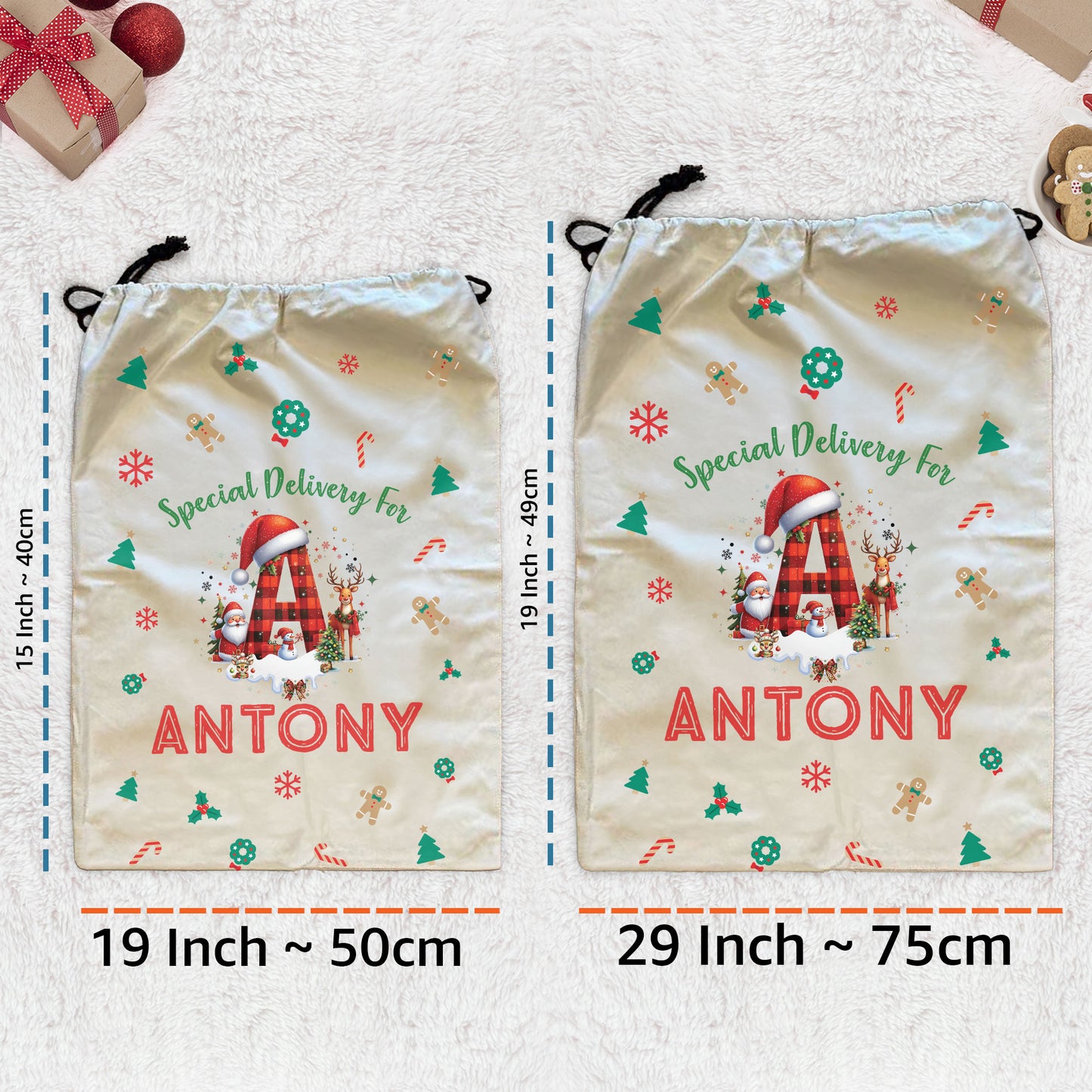Custom Name Christmas Santa Sack Monster Truck Unicorn - Personalized Christmas Sack