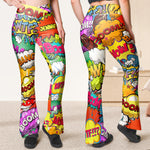 Custom Name Comic Pop Art Style - Personalized Flare Leggings