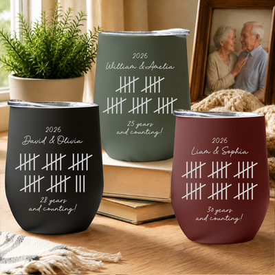 Custom Name Couple Anniversary Gift For Her Gift For Him - Personalized Wine Tumbler