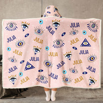 Custom Name Evil Eye - Personalized Wearable Blanket Hoodie