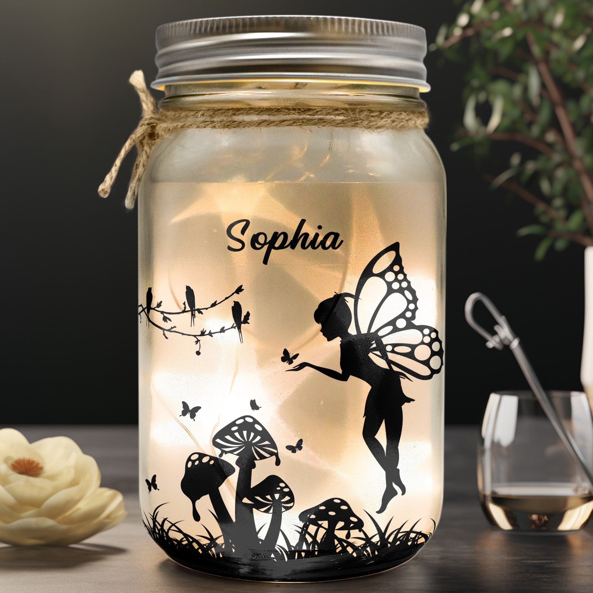 Custom Name Fairy Lantern - Personalized Mason Jar Light