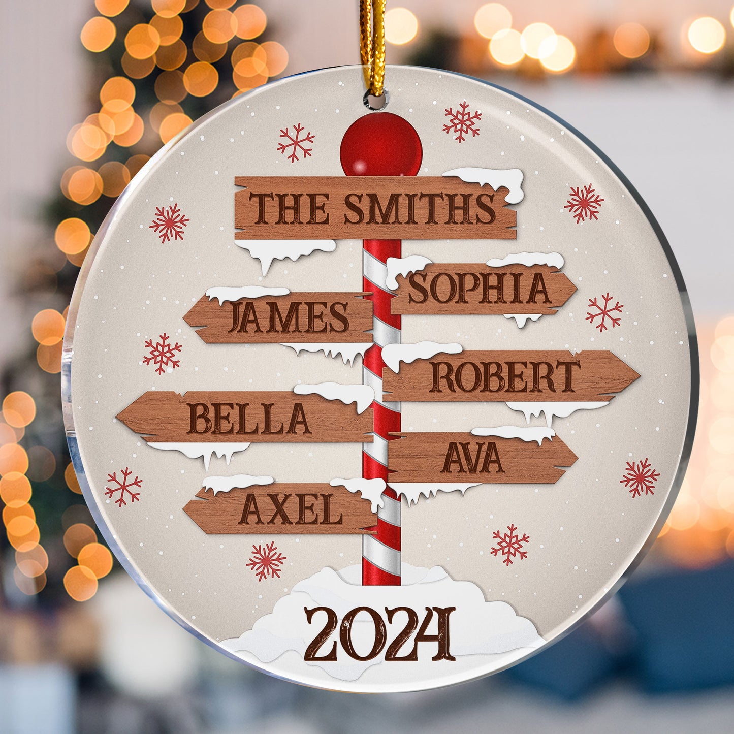 Custom Name Family Christmas North Pole - Personalized Acrylic Ornament