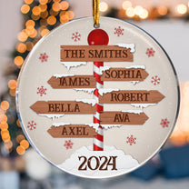 Custom Name Family Christmas North Pole - Personalized Acrylic Ornament