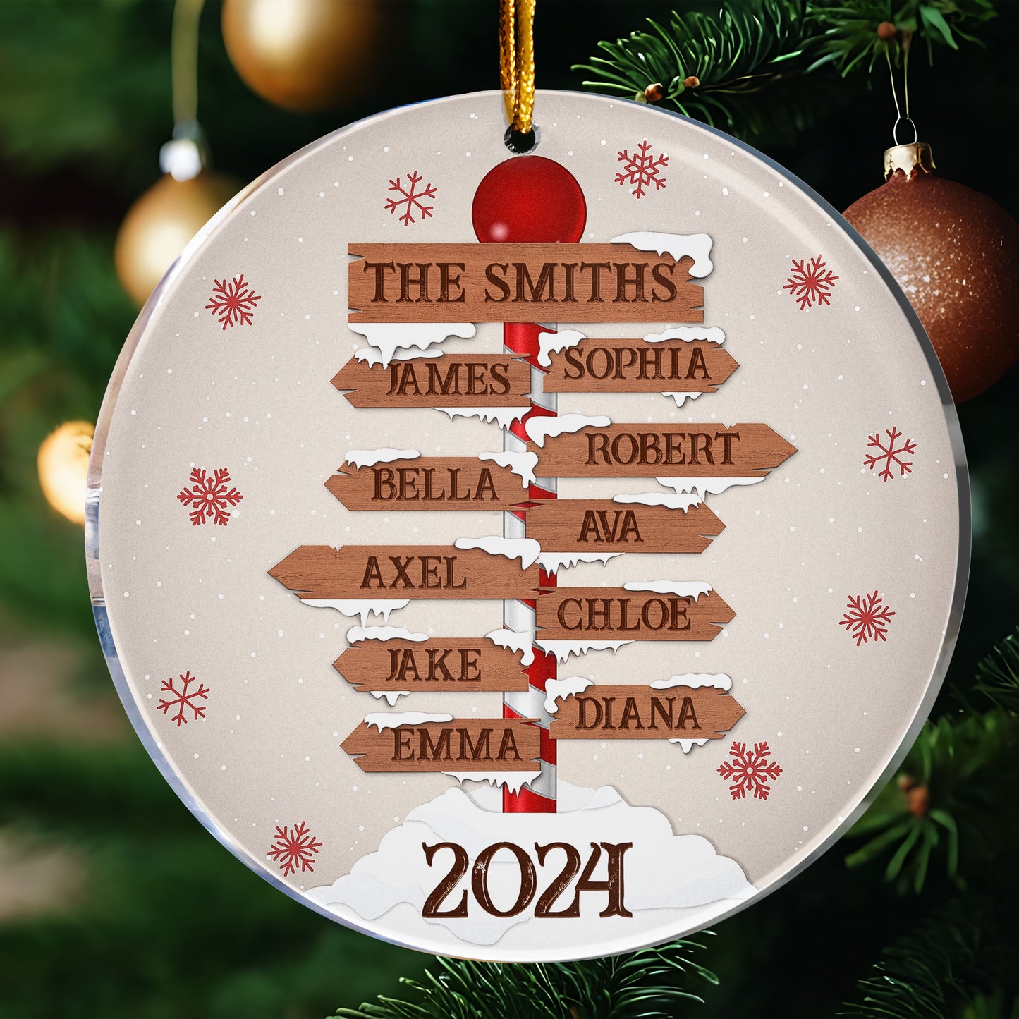 Custom Name Family Christmas North Pole - Personalized Acrylic Ornament