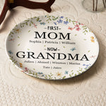 Custom Name First Mom Now Grandma - Personalized Ceramic Plate