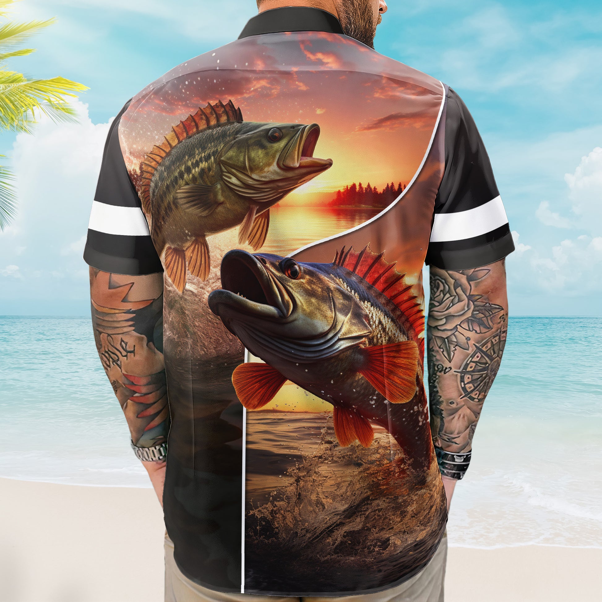 Custom Name Fishing Bass Fish Gift for Husband - Custom Hawaiian Shirt