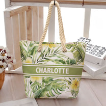 Custom Name Floral Pattern - Personalized Beach Bag