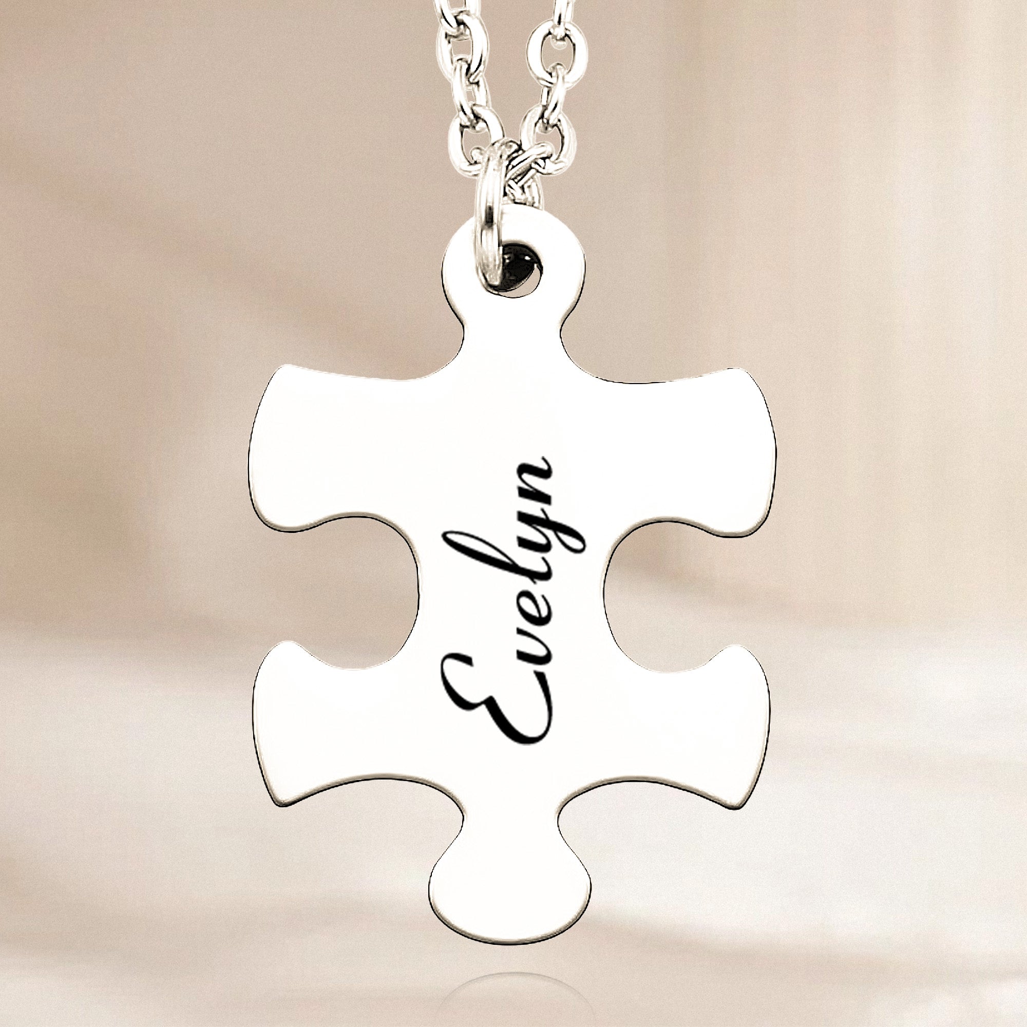 Custom Name Friendship Gifts, Gift For Her - Personalized Engraved Puzzle Necklace