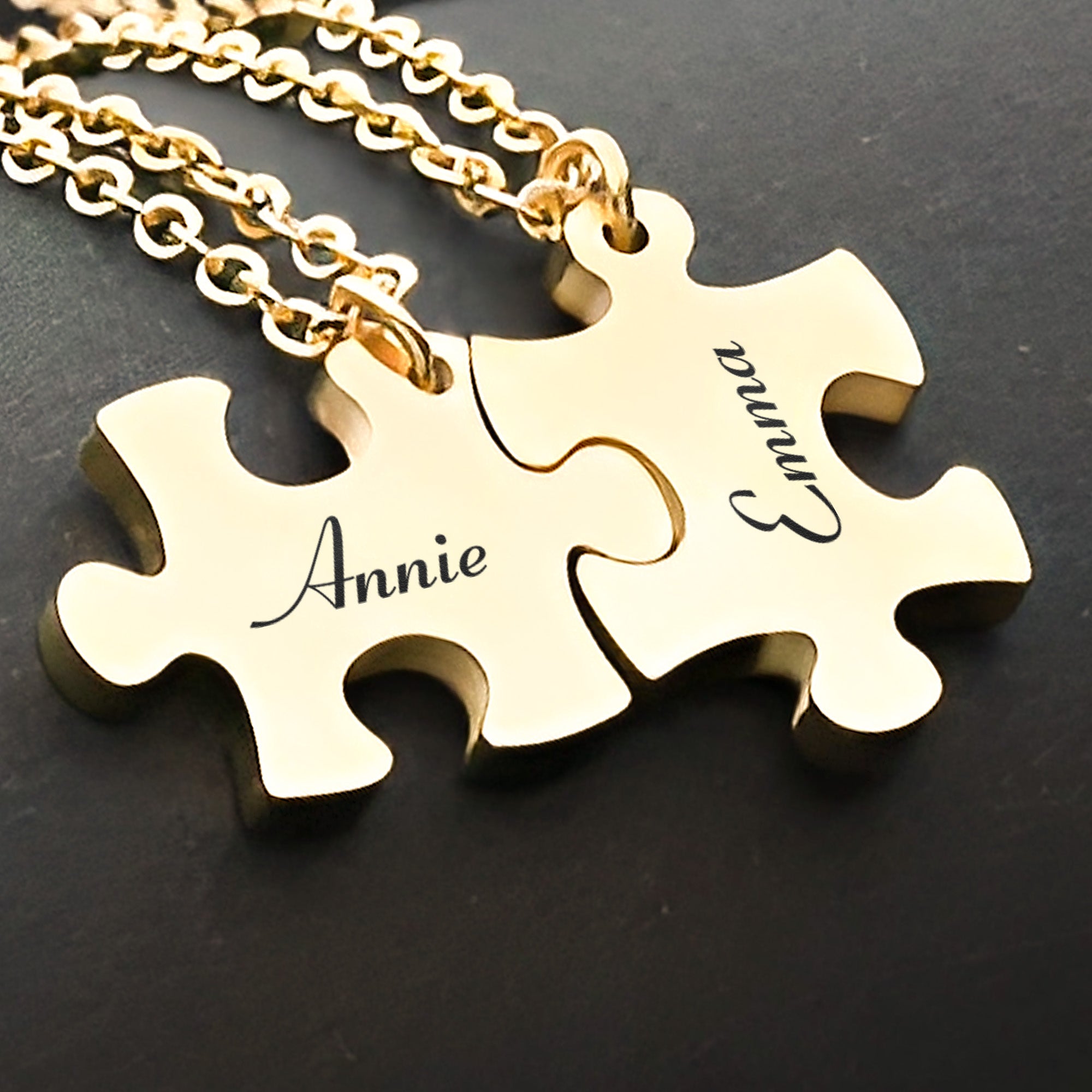 Custom Name Friendship Gifts, Gift For Her - Personalized Engraved Puzzle Necklace