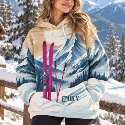 Custom Name Gift For Skiing Lovers, Snowboarding Lover - Personalized Hoodie